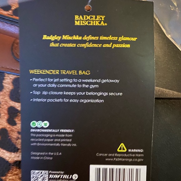 Badgley Mischka Leopard Print Weekender Bag NWT - Picture 8 of 8